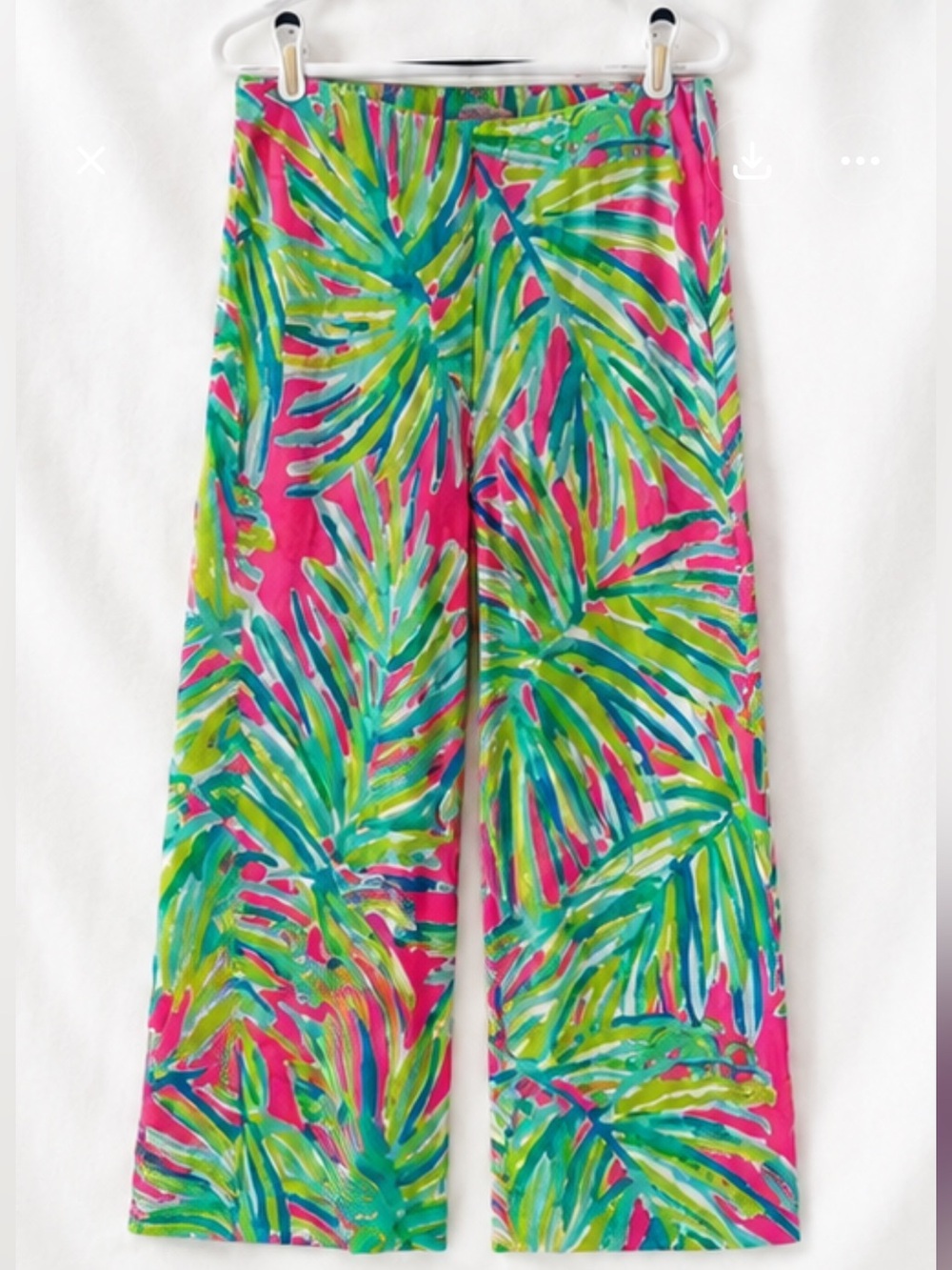 Lilly Pulitzer Bright Pink, Blue & Green Palm-Print Pants